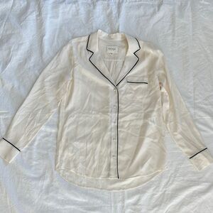 Sézane black and white silk button down Sz 4